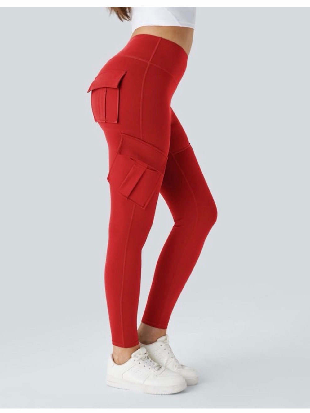 HALARA DayStretch High Waisted Cargo Pocket Skinny Yoga Leggings Poppy Size S